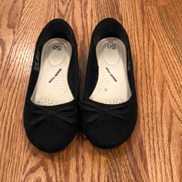 Black faux suede ballet flats